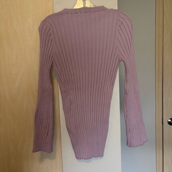 Legoe Heritage Women Maternity S LongSleeve Mushroom Pink Ribbed Stretch Sweater - Picture 6 of 8